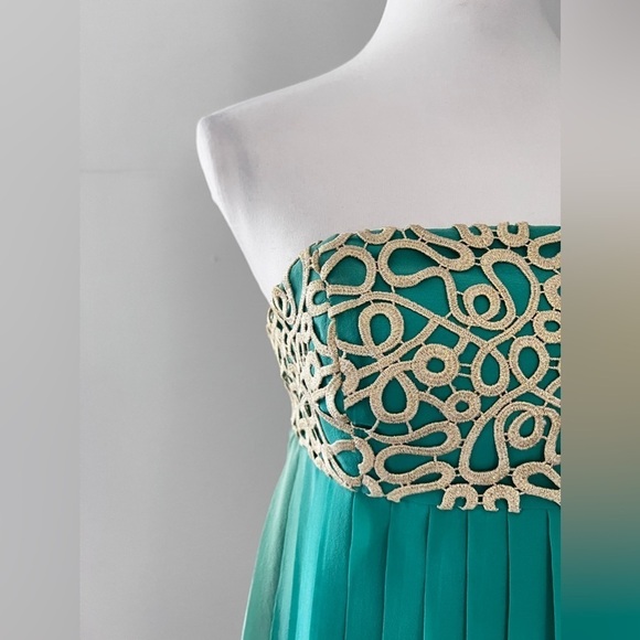 Lilly Pulitzer Jillie Night Out dress Chic Strapless Jewel Silk Gold Empire Sz 2 - Picture 3 of 16